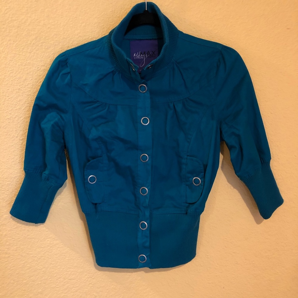 MILEY CYRUS Max Azaria Small Green Moto Jacket